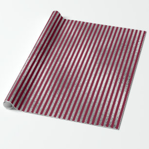 Papier Cadeau Bijoux à rayures Maroon Bourgogne Vip Argent