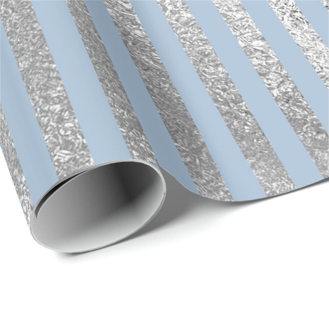 Papier Cadeau Bijoux bandes Pastel Blue Silver Lines Vip (Coin rond)