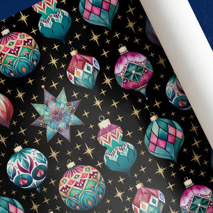 Papier Cadeau Bijoux vintages élégants Ornements de Noël