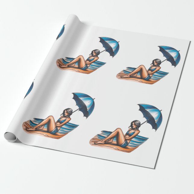 Papier Cadeau Bikini Girl Beach Napping Thunder_Cove (Déroulé)