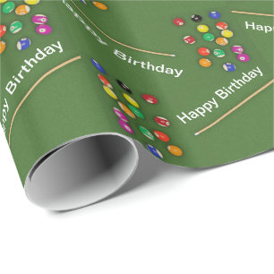Papier Cadeau Billard Balls Pool Balls Sur Table Joyeux Annivers