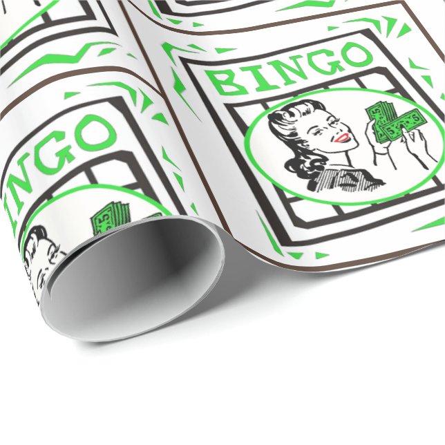 Papier Cadeau Bingo Lady Avec Money Bingo (Coin rond)