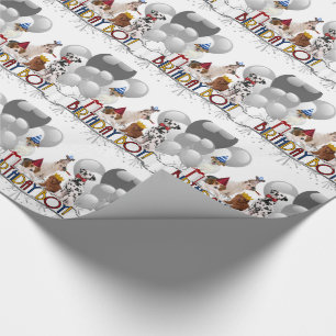 Papier Cadeau Birthday Boy Pack of Dogs with Balloons