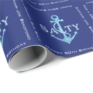 Papier Cadeau Birthday d'ancre flottante de capitaine salé