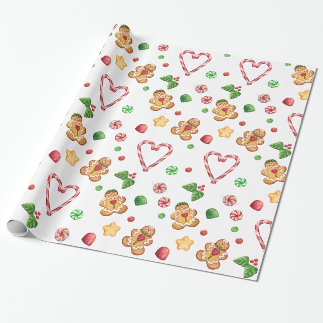 Papier Cadeau Biscuits doux de pain d'épice et papier (Déroulé)