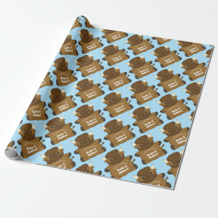 Papier Cadeau Bison Buffalo Baby shower Bleu