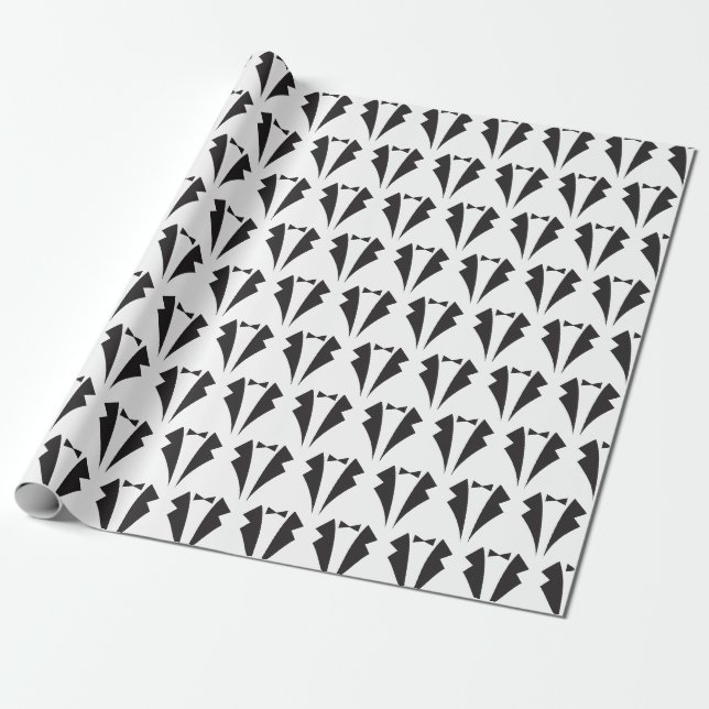 Papier Cadeau Black Bow Cravate et Tuxedo Groomsmen Wedding Part (Déroulé)
