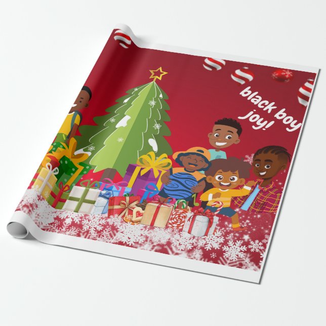 Papier Cadeau Black Boy Joy Noël (Déroulé)