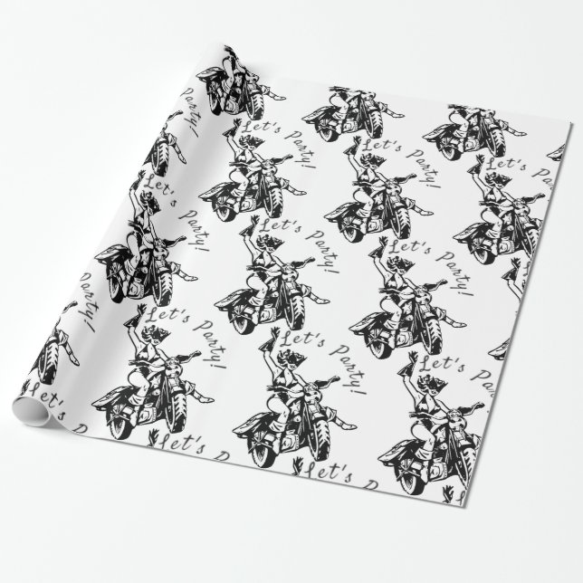 Papier Cadeau Black Cat Biker Babe Thunder_Cove (Déroulé)