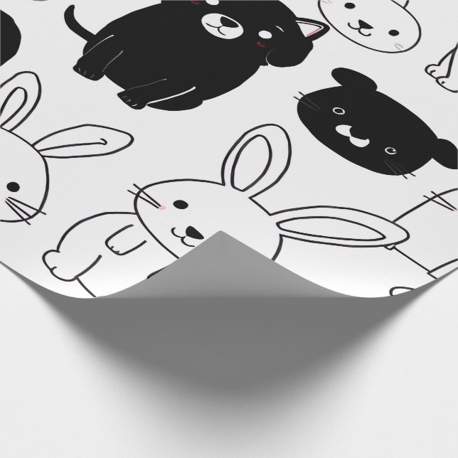 Papier Cadeau Black Cat Gift Wrapping Paper  (Coin)