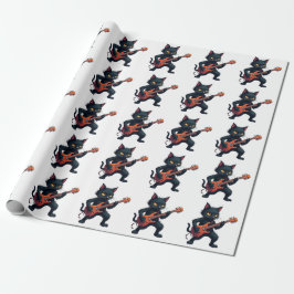 Papier Cadeau Black Cat Guitar Player