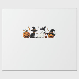 Papier Cadeau Black Cat Halloween Pumpkin Boo Ghost Witch Spooky