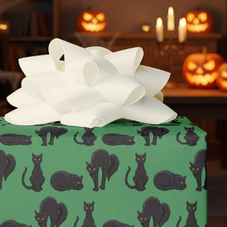 Papier Cadeau Black Cats Halloween Witch's Cat Pixel Art Pattern