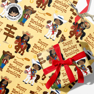 Papier Cadeau Black Cowgirl Papier d'emballage personnalisé