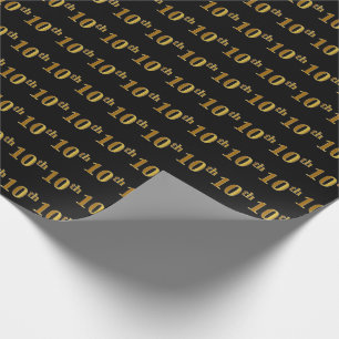 Papier Cadeau Black, Faux Gold 10e (Dixième)