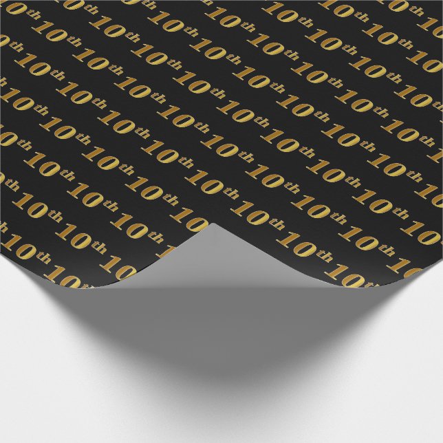 Papier Cadeau Black, Faux Gold 10e (Dixième) (Coin)