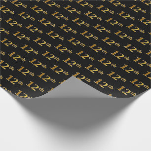 Papier Cadeau Black, Faux Gold 12e (Douzième)