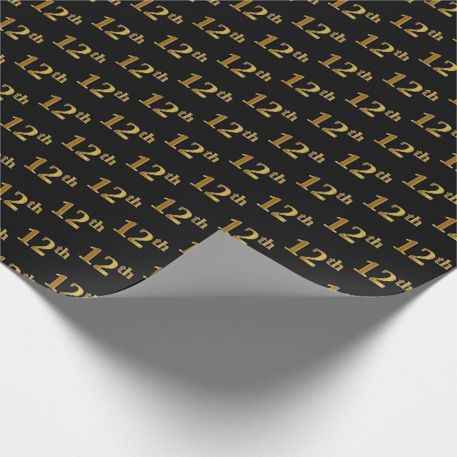 Papier Cadeau Black, Faux Gold 12e (Douzième) (Coin)