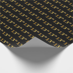 Papier Cadeau Black, Faux Gold 13e (treizième) événement