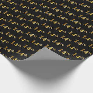 Papier Cadeau Black, Faux Gold 14e (quatorzième) événement