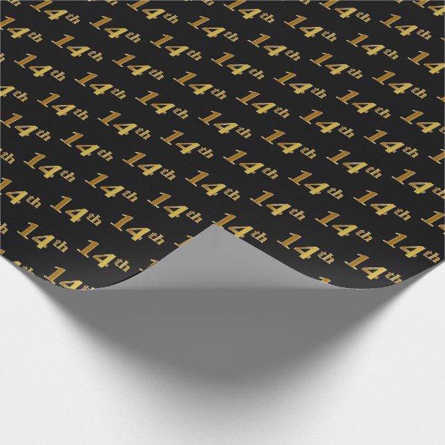 Papier Cadeau Black, Faux Gold 14e (quatorzième) événement (Coin)
