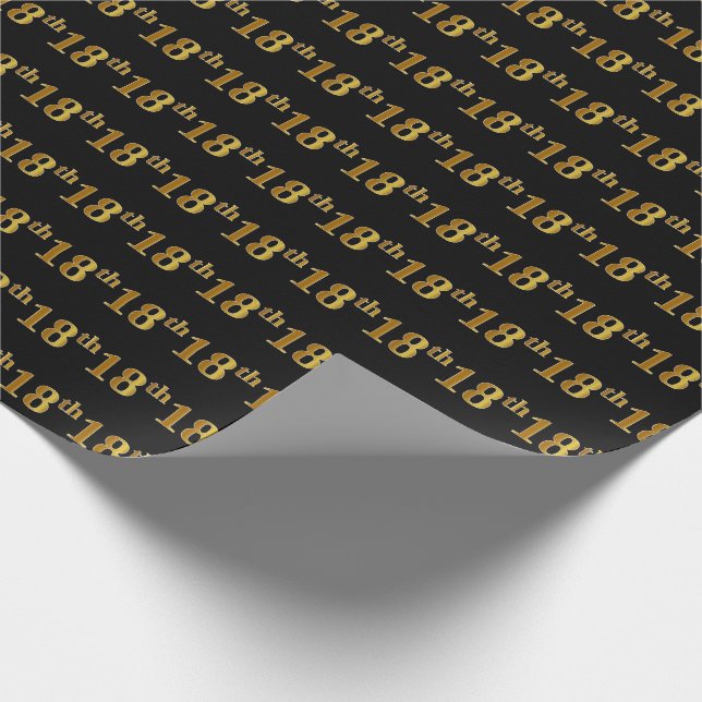 Papier Cadeau Black, Faux Gold 18e (dix-huitième) (Coin)