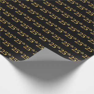 Papier Cadeau Black, Faux Gold 25e (Vingt-cinquième)