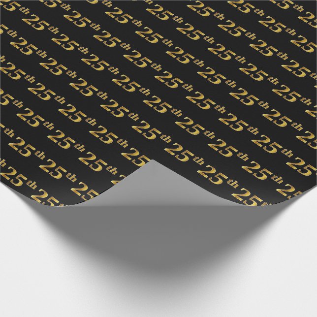 Papier Cadeau Black, Faux Gold 25e (Vingt-cinquième) (Coin)