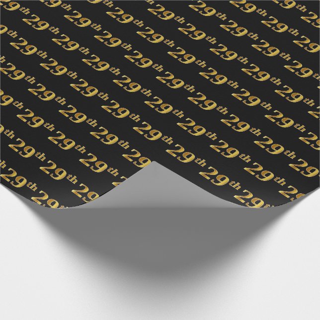 Papier Cadeau Black, Faux Gold 29e (Vingt-Neuvième) (Coin)