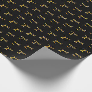 Papier Cadeau Black, Faux Gold 2e (deuxième) Event Wrapper Paper