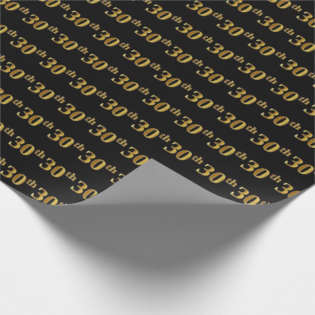 Papier Cadeau Black, Faux Gold 30e (Trentième) (Coin)