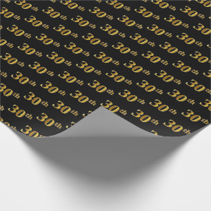 Papier Cadeau Black, Faux Gold 30e (Trentième)