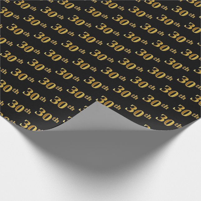 Papier Cadeau Black, Faux Gold 30e (Trentième) (Coin)