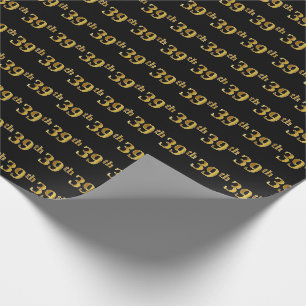 Papier Cadeau Black, Faux Gold 39e (Trente-Neuvième)
