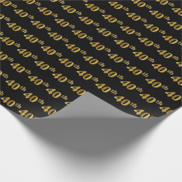 Papier Cadeau Black, Faux Gold 40e (Quarantième)