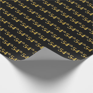 Papier Cadeau Black, Faux Gold 54e (Cinquante-quatrième)