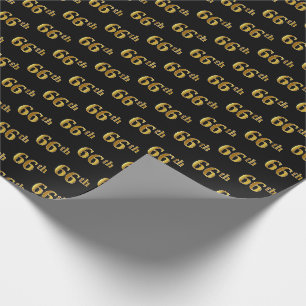 Papier Cadeau Black, Faux Gold 66e (Soixante-sixième)