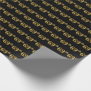 Papier Cadeau Black, Faux Gold 69e (Soixante-neuvième)