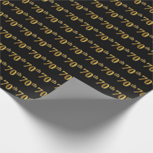 Papier Cadeau Black, Faux Gold 70th (Seveneth)