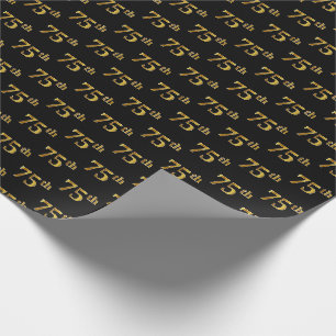 Papier Cadeau Black, Faux Gold 75e (Soixante-quinzième)