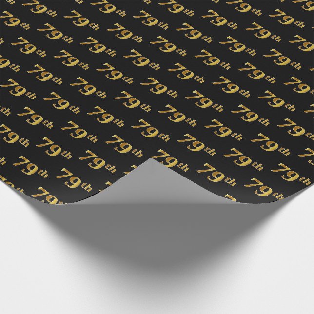 Papier Cadeau Black, Faux Gold 79e (Soixante-dix-neuvième) (Coin)