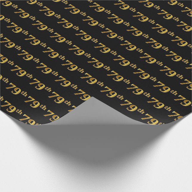 Papier Cadeau Black, Faux Gold 79e (Soixante-dix-neuvième) (Coin)