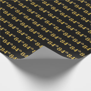 Papier Cadeau Black, Faux Gold 84e (Quatre-vingt-quatrième)