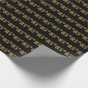 Papier Cadeau Black, Faux Gold 85e (Quatre-vingt-cinquième)