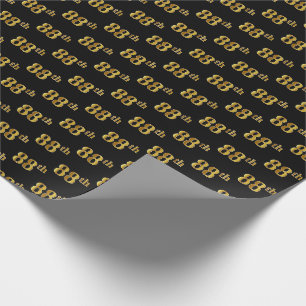 Papier Cadeau Black, Faux Gold 88e (Quatre-vingt-huitième)