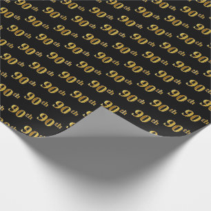 Papier Cadeau Black, Faux Gold 90e (Ninetieth)