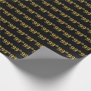 Papier Cadeau Black, Faux Gold 99e (Quatre-vingt-dix-neuvième)