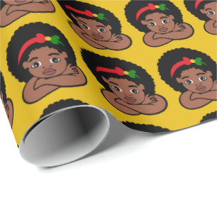 Papier Cadeau Black Girl Magic Christmas présente Cadeaux d'anni