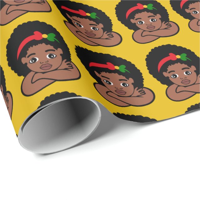 Papier Cadeau Black Girl Magic Christmas présente Cadeaux d'anni (Coin rond)