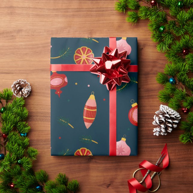 Papier Cadeau Black Gold Joyful Lights Joyeux Joyeux Noël Joyeux (Cadeau de vacances)